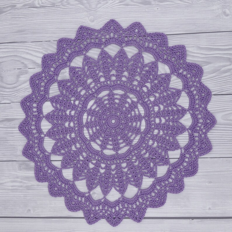 Crochet doily around 30 cm, decorative doily, colored, artificial crochet, beautiful Purple