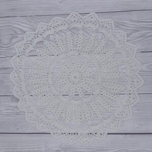 Crochet doily around 30 cm, decorative doily, colored, artificial crochet, beautiful White
