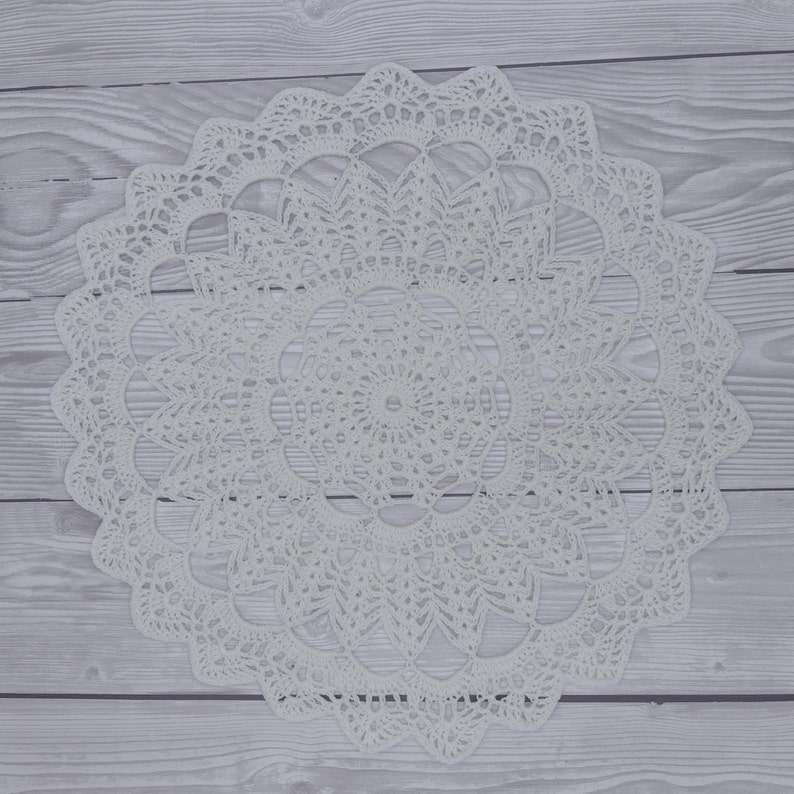 Crochet doily around 30 cm, decorative doily, colored, artificial crochet, beautiful White