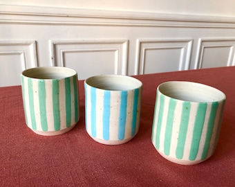 Tasse peinte M "Dom" // "Dom" Stripy Cup M