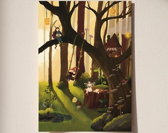 Poster Wald, Kunstdruck, Wanddeko, Plakat, Print, Art, Wohnzimmer, Kinderzimmer, Illustration