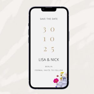 Carte Save the Date, invitation de mariage avec fleurs sauvages, modèle d'invitation numérique, téléchargement numérique, téléchargement direct