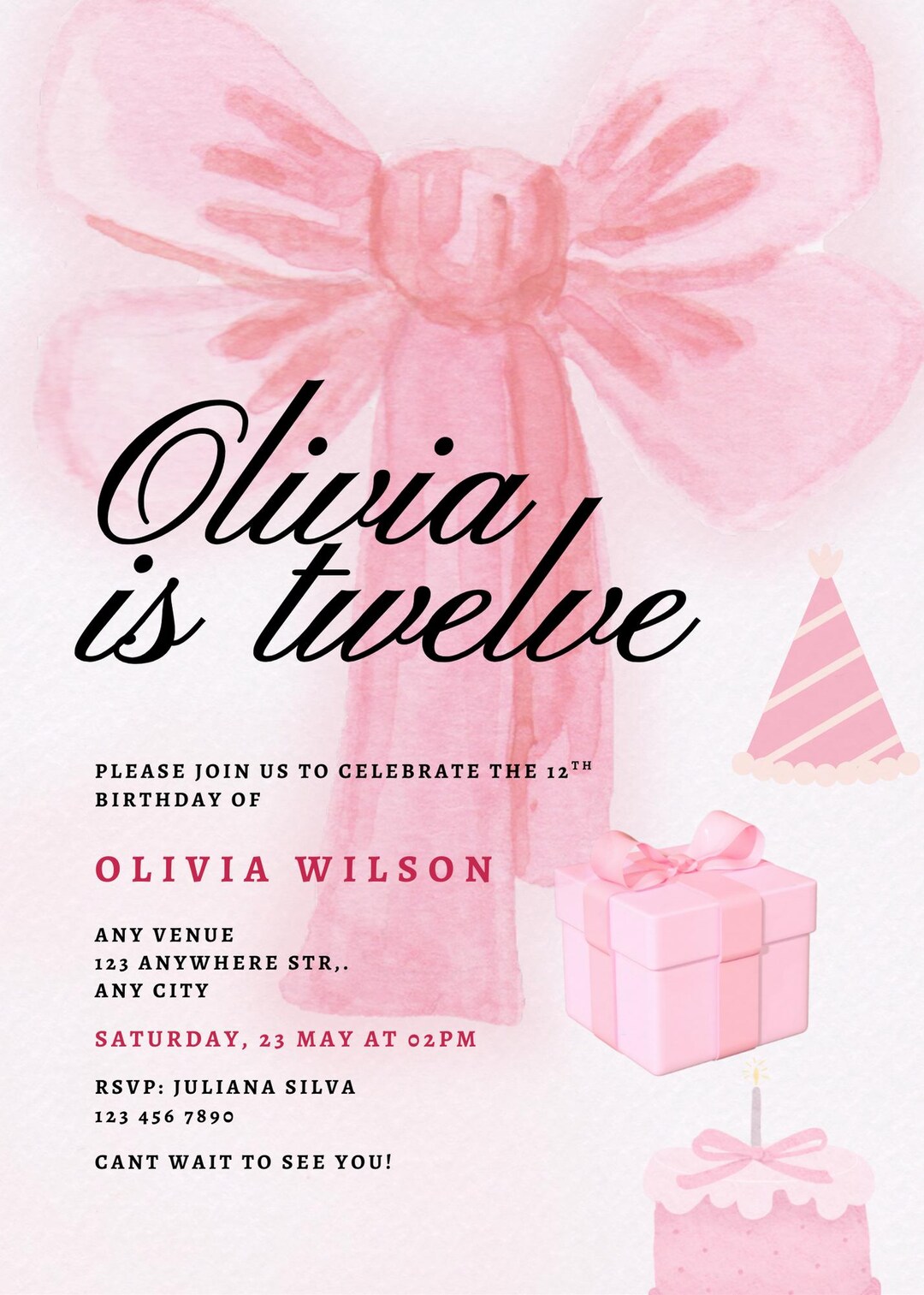 Editable Birthday Invitation Canva Template – Printable Instant ...