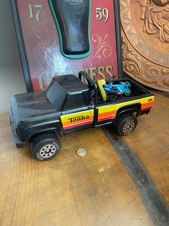 Vintage Die cast Tonka Pick up Truck Black With Bikes Etsy