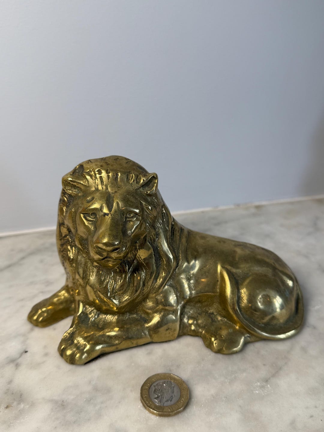 Vintage Solid Brass Lacquered Lion Statue - Etsy