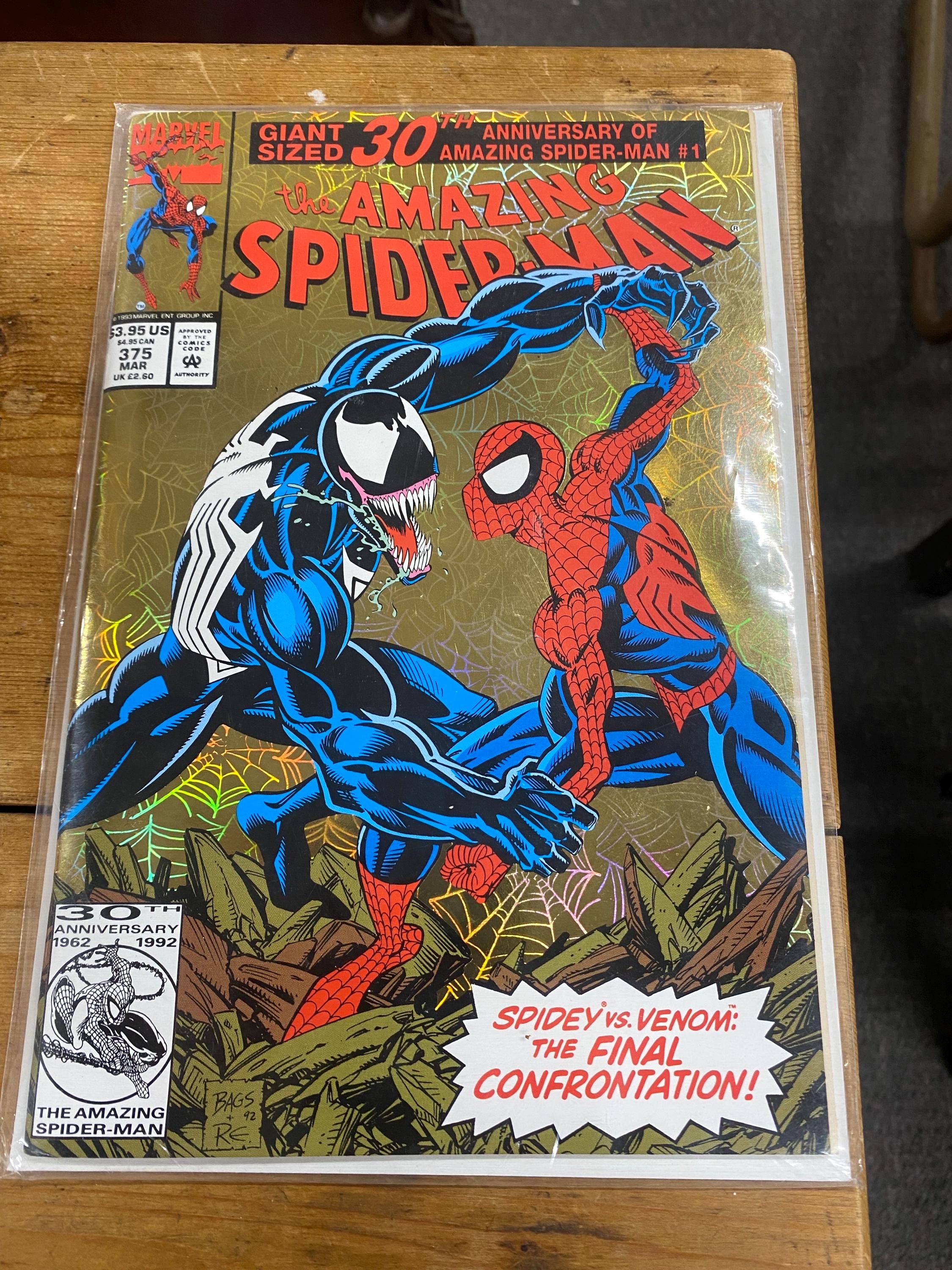 Vintage 30th Anniversary issue of Amazing Spiderman #1. "The Bride of Venom"  Gold foil