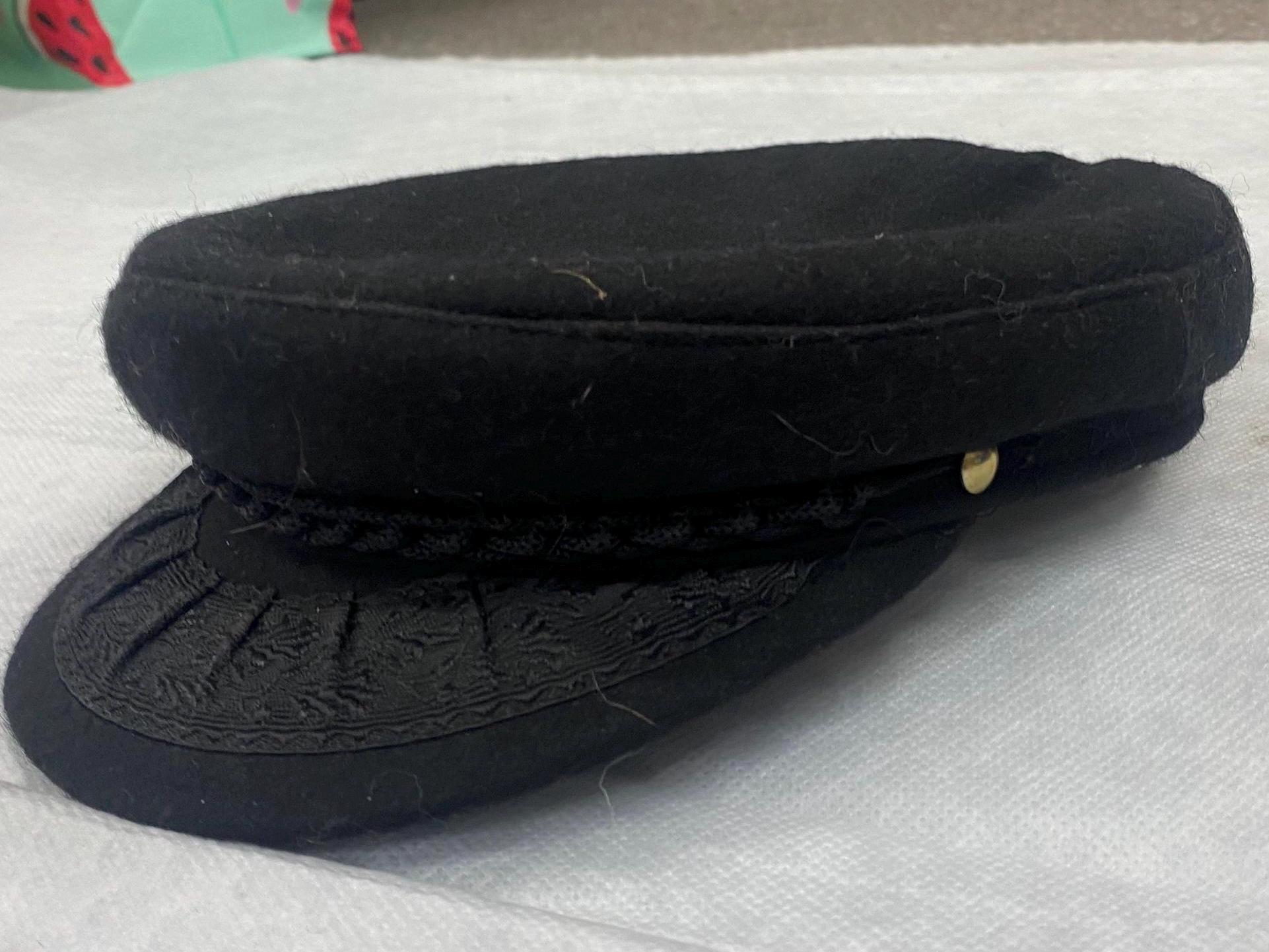 Vintage Greek Skipper Fishermans Hat Mens Black Fiddler Captain Rope ...