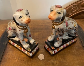 IMARI Dog Sadek Pottery Hand painted vintage porcelain dogs