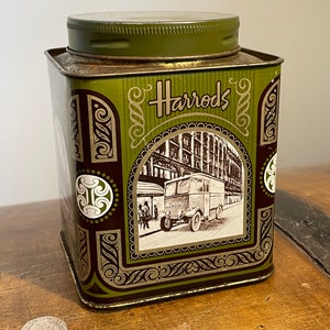Classic Harrods English Tea London Leere Dose 110 ml Grün und Gold Vintage