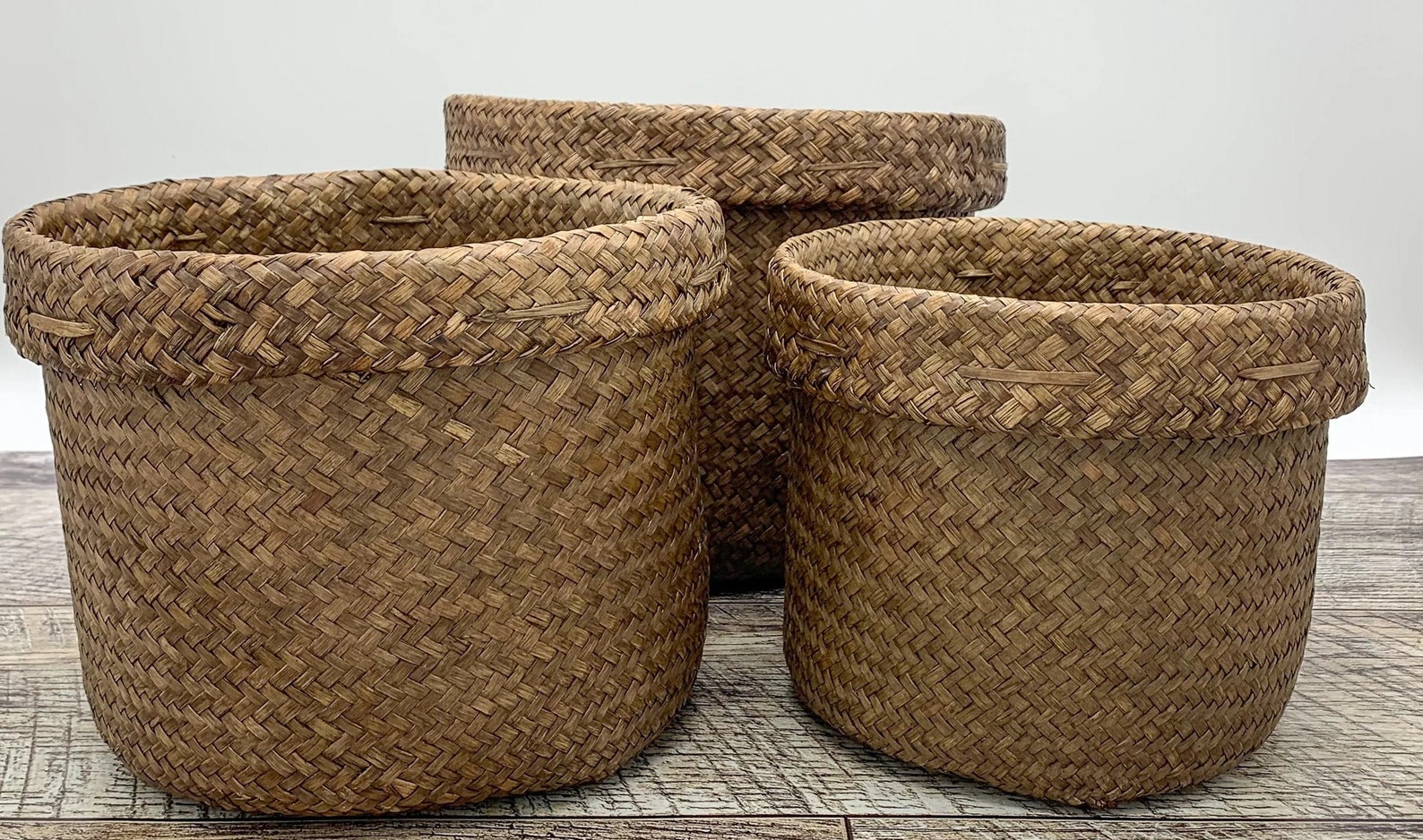 Woven Seagrass Basket Natural Woven Basket Housewarming - Etsy