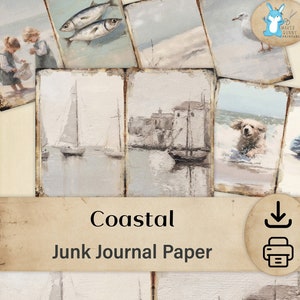 Paris Junk Journal Seiten, Printable Digital Download Papiere, Journaling Paper Craft, Rosa Paris und Kirschblüten, Reisejournal