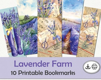 Lavender Farm Bookmarks, Printable, Digital Download, JPG, PDF, Junk Journal, Ephemera