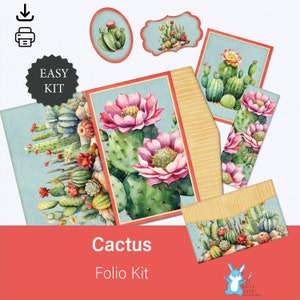 Folio - Cactus, kit de diario basura fácil, descarga digital imprimible, manualidad de papel, suroeste, JJ015