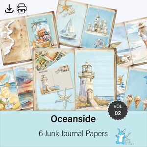 Vol 2 - Oceanside Papers for Junk Journaling, Beach Art Journal, Paper Craft, Scrapbooking, JJ0063
