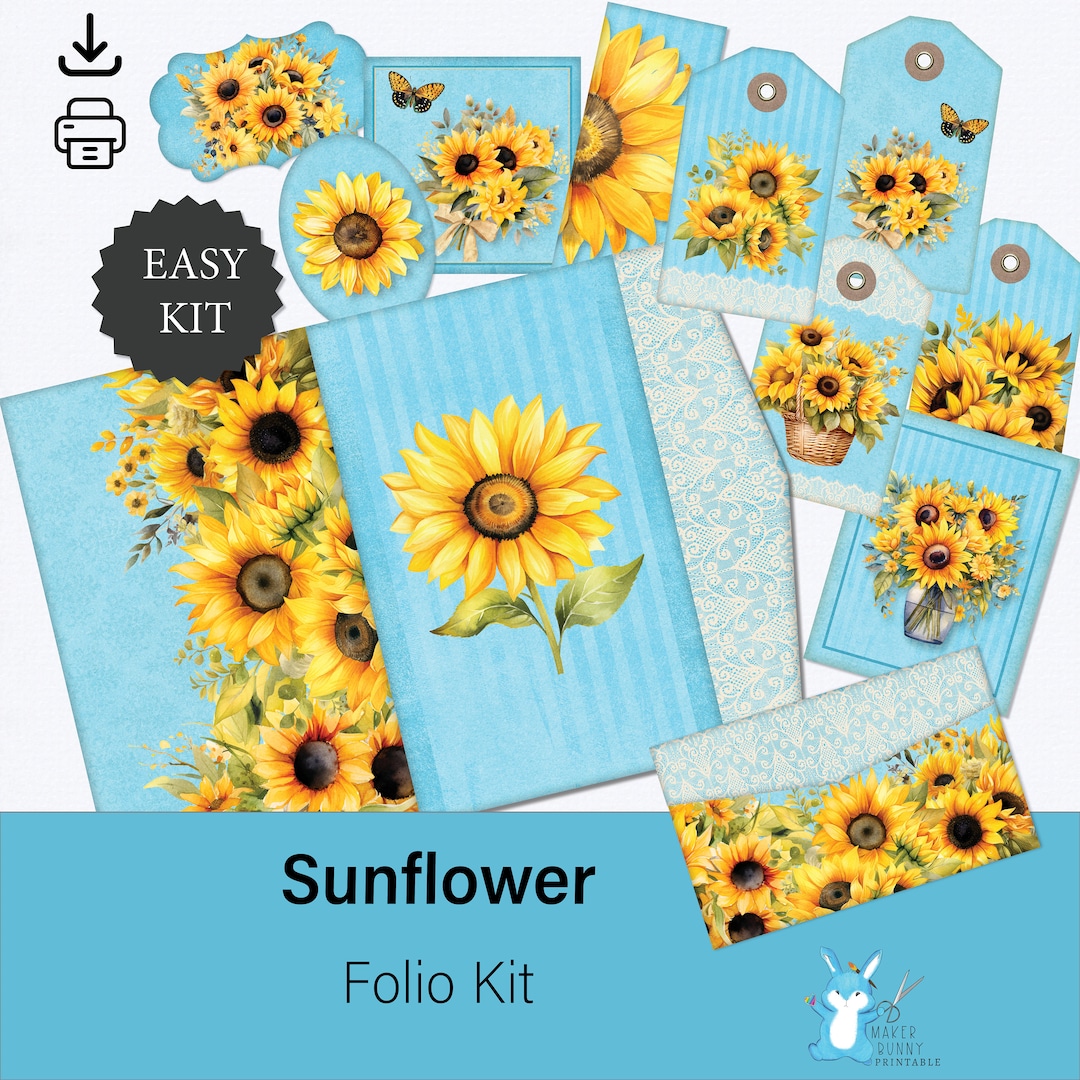 Folio - Sunflower, Easy Junk Journal Kit, Printable Digital Download ...