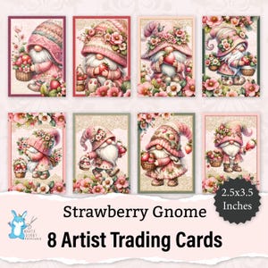 Strawberry Gnome Junk Journal, Schede diario ATC, Quilting Cucito, Ephemera, Carta stampabile Artigianato, Scrapbooking JJ0066