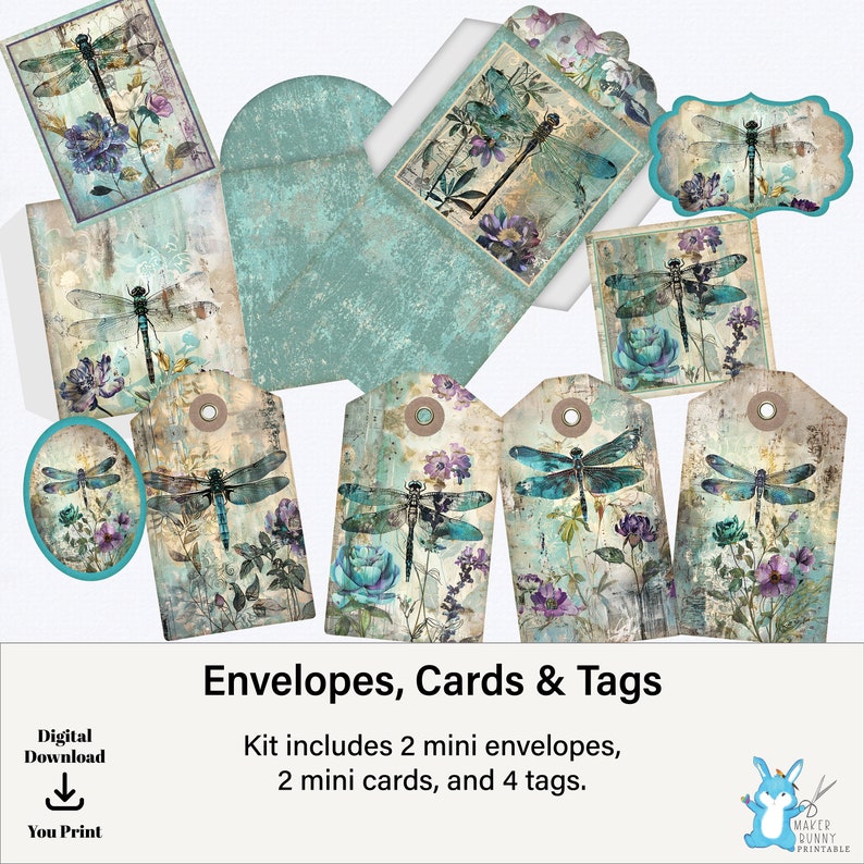 Junk Journal Folio Dragonfly Teal + Purple, Junk Journal Kit, Ephemera ...