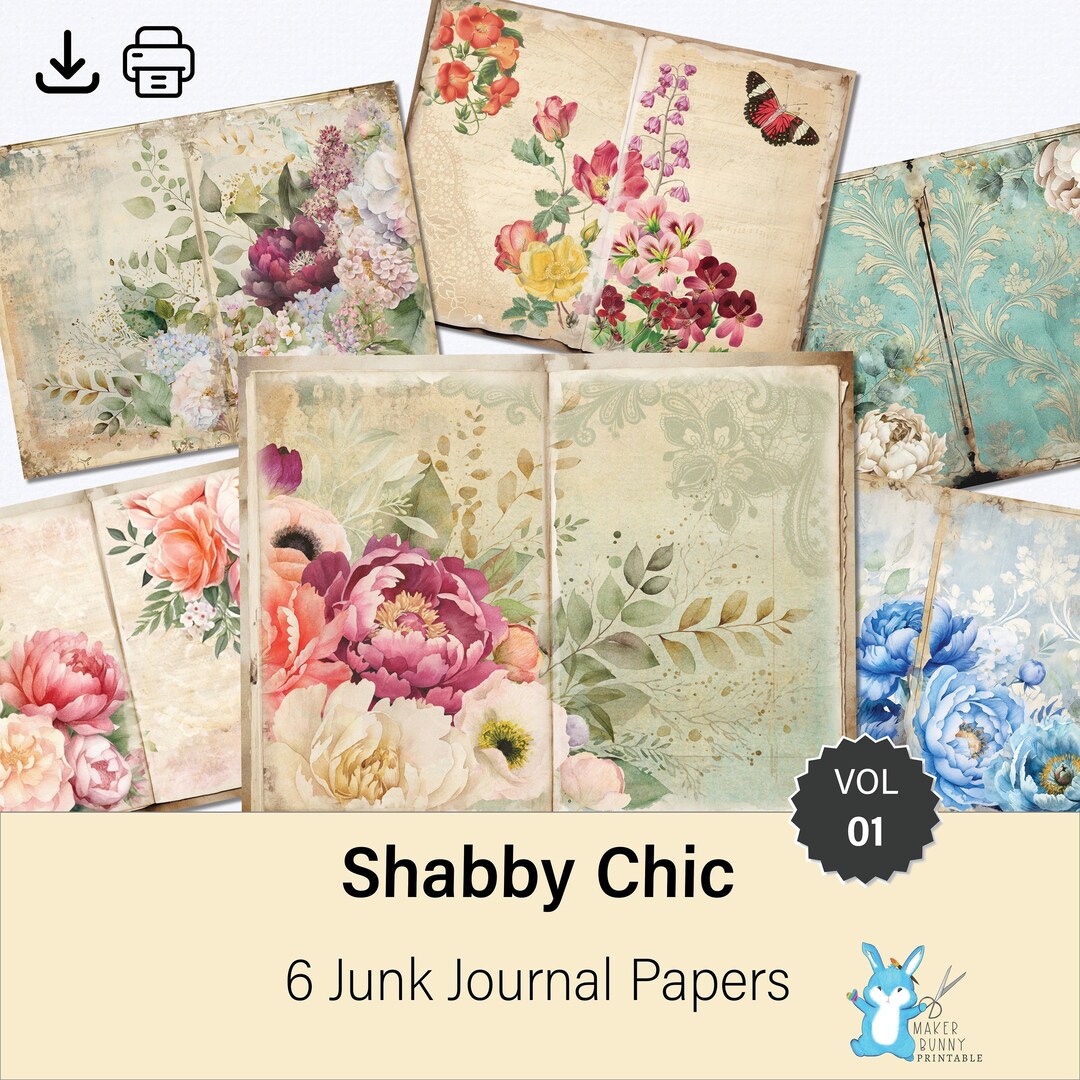 Vol 1 Shabby Chic Papers for Junk Journaling, Art Journal Vol 1 Shabby Chic Papers for Junk Journaling, Art Journal