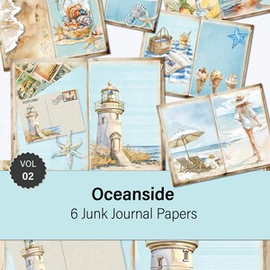 Vol 2 - Oceanside Papers for Junk Journaling, Beach Art Journal, Paper ...