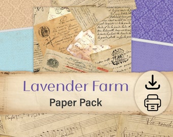 Lavender Paper, Junk Journal, Paper Pack, Instant Downloads, Papers, Paper Craft, Scrapbooking, Purple, Blue
