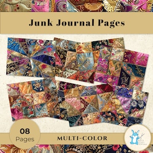 Crazy Quilt Junk Journal Paper: Multi-Color Patchwork Prints - JJ0061