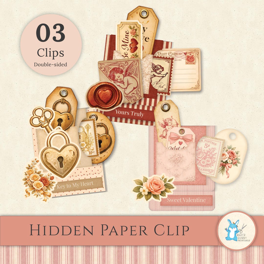 Valentines Hidden Paper Clip With Vintage Style, Easy Printable Project ...