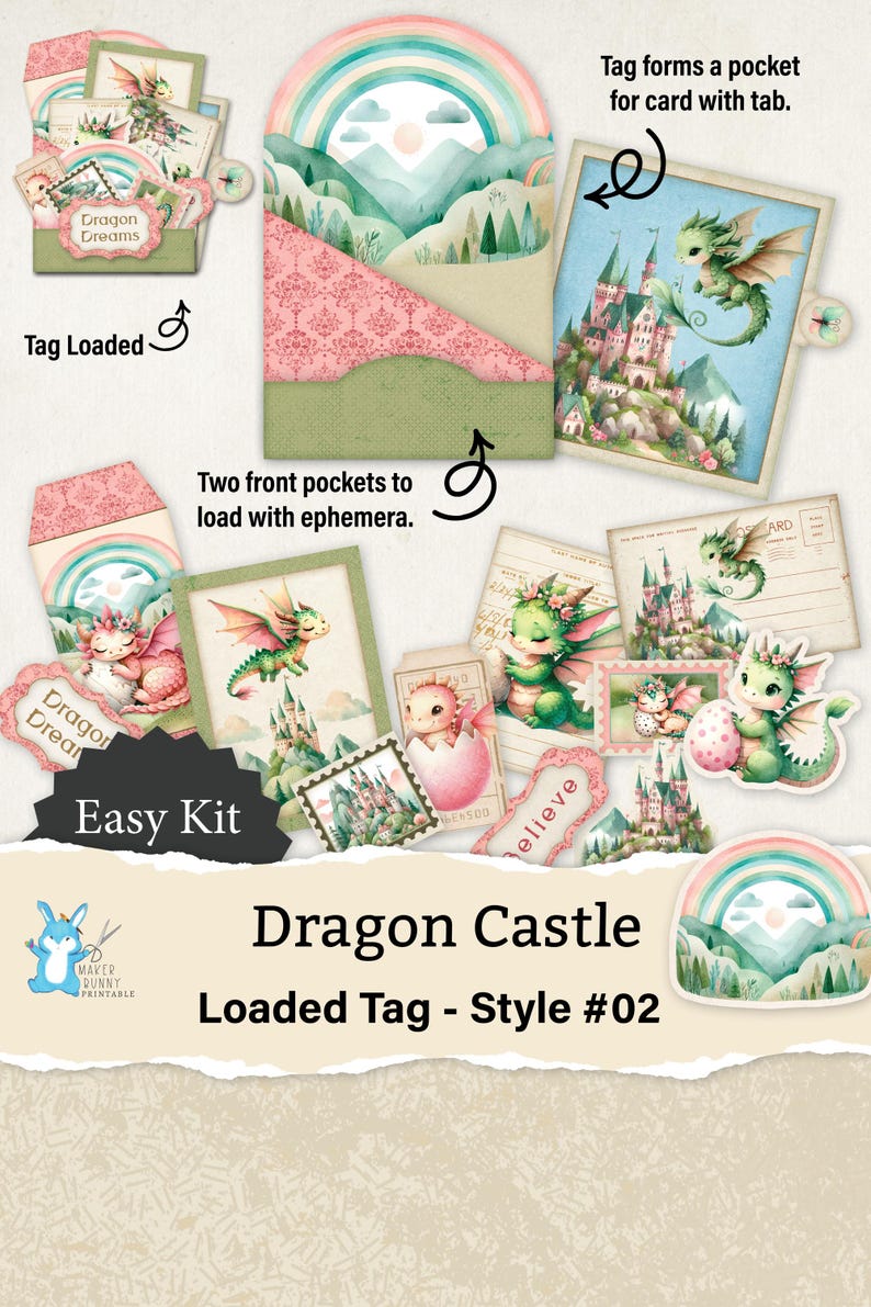 Loaded Tag, Pocket Tag, Dragon Castle, Fairy Tale, Rainbow + Magic ...