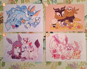 Pokemon Print · Grass, Water, Fairy, Ice Type · Little Friends · Pokemon Print Fanart