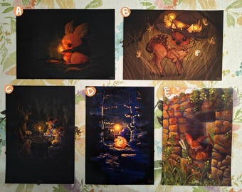Print original art A5 Little Hope, mouse, coven, Pudu, fat cat, meme, witch, animal, chonky, witchcore, cottagecore