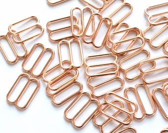 Deslizadores de lencería de metal color oro rosa de 12 mm, sin níquel (2 unidades)