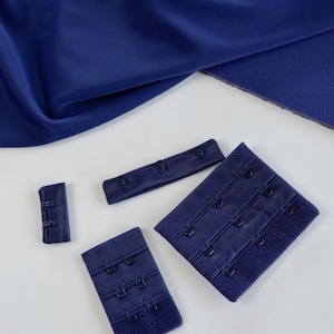 dark blue hook & eye fasteners for bra and lingerie making (3x2, 3x3)