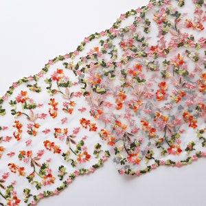 Dentelle de tulle brodée florale pour coudre de la lingerie, bordure en dentelle rose/vert/jaune/orange/blanc pour la fabrication de soutien-gorge