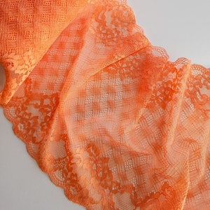 orange stretch lace trim for sewing lingerie, elastic lace for bra making