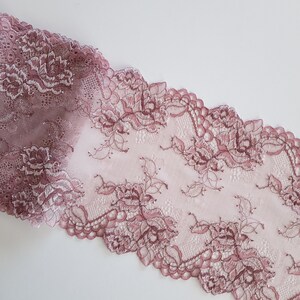 altrosa Spitzenband zum Nähen, weiche Stretch Spitze für Unterwäsche und BHs