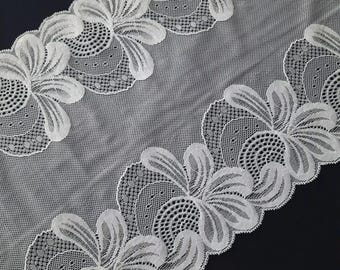 Antique white stretch lace fabric