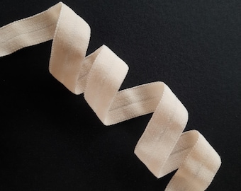 2 meters in size 15 mm light beige fold-over elastic, stretchy foldover elastic for lingerie