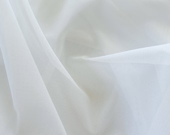 Tissu résille extensible blanc, maille élastique à coudre pour lingerie (vendu par 0,5 m)
