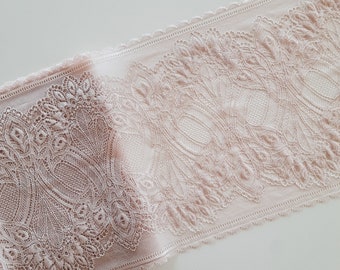 beige soft stretch lace trim for sewing lingerie, elastic lace for bra making