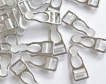 Lot De 5 Clips Porte-Jarretelles En Fer - Longueur 30 Mm, Anneau 15 Mm - Pour Bavoirs, Artisanat