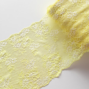 yellow lace trim for sewing, soft stretch floral lace for bra making and lingerie