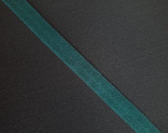 2 meters in size 15 mm dark green fold-over elastic, stretchy foldover elastic for lingerie