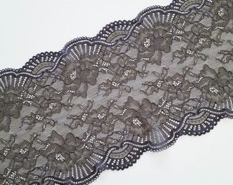 Morbido rivestimento in pizzo elasticizzato kaki/grigio per cucire lingerie, realizzazione di reggiseni in pizzo elastico