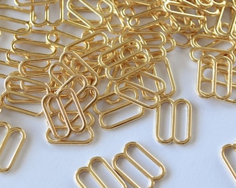 Nickel-Free Light Gold Metal Bra Sliders 12mm (2 pcs)