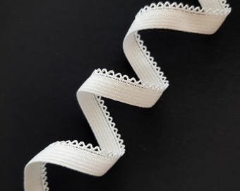 2 meters in size 10 mm antique white picot edge knicker elastic, elastic for lingerie