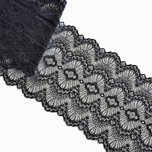 Elastic lace trim, Elastic lace, Lace for lingerie, Lace fabric, Black lace, Fabric for Bra Making, Sewing Materials, DIY
