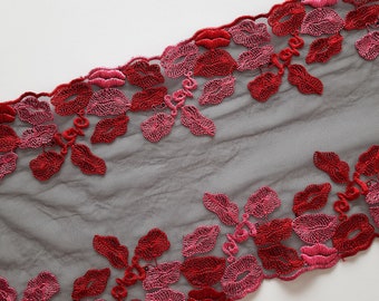 pizzo ricamato rosso/rosa/nero per realizzare reggiseni, finiture in pizzo per cucire lingerie