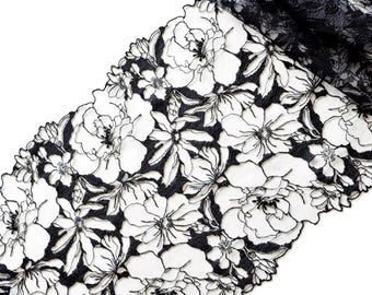 ランジェリーの縫製用の花柄刺繍チュールトリム、ブラジャー作り用の柔らかい黒のレース
