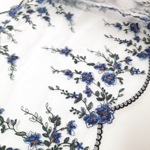 bordure en dentelle brodée pour coudre de la lingerie, dentelle de tulle floral bleu/blanc/vert/noir pour la fabrication de soutiens-gorge image 3