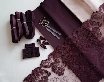 bra + panty sewing kit plum color, DIY Kits