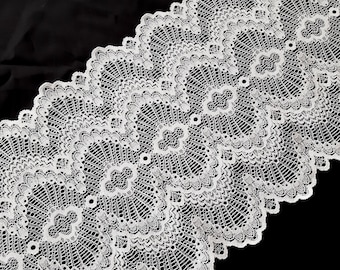 white stretch lace trim for sewing, elastic lace for lingerie and bra making, bridal lace